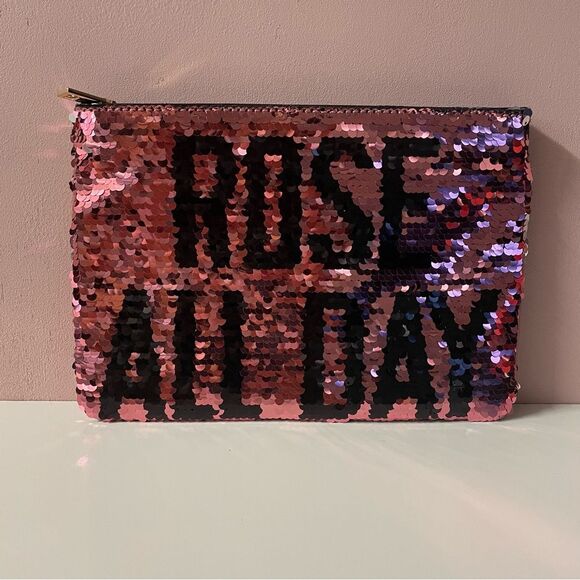Urban Expressions Pink & Silver Sequins “Rosé All Day” Clutch NWOT - Picture 1 of 6